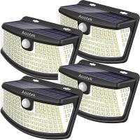 Aootek New Solar Lights 120 LEDs with Lights Reflector,270° Wide Angle, IP65 Waterproof for Front D
