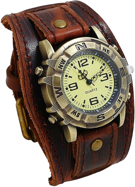 Avaner Men's Vintage Leather Watch: Retro Punk Wid&hellip;