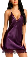 Avidlove Women Lingerie Satin Lace Chemise Nightgown Sexy Nighty Full Slips Sleepwear – ( 1Purple,