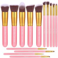 BS-MALL Cosmetics Foundation Blending Blush Eyeliner Face Powder Brush Makeup Brush Set, 14 Pcs (Gol