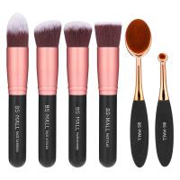 BS-MALL Face Foundation Powder Liquid Cream Oval Synthetic Makeup Brushes Set, Pack of 6 - Black, Ro