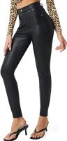 BVTOEWY Faux Leather Leggings for Women Black Stretch Skinny High Waisted Leather Pants with Pockets