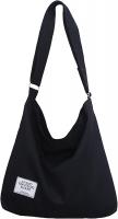 Covelin Women's Retro Large Size Canvas Shoulder Bag Hobo Crossbody Handbag Casual Tote Easy Match Black Bag