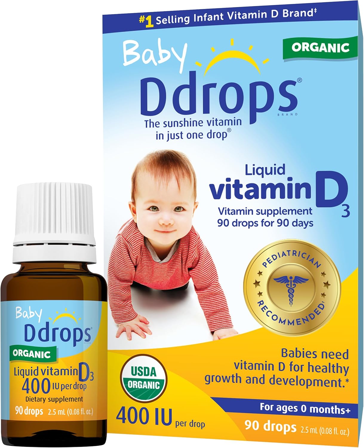 Ddrops Baby Vitamin D3 400 IU Liquid Drops (2.5mL,&hellip;