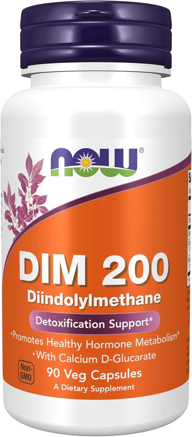 NOW Foods DIM 200 with Calcium D-Glucarate - 90 Veg Capsules for Hormone Support