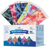 Disposable Face Mask Individually Wrapped - 50 Pack, Multi Color Printed Masks - 3 Ply