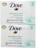 Dove Beauty Bar - Sensitive Skin With Moisturising Cream, 4 Count, 2 Packs - 17 Oz(480g)