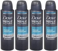 Dove Men + Care Dry Spray Antiperspirant, Clean Comfort (Pack of 4) - 15.187 Oz (500g)