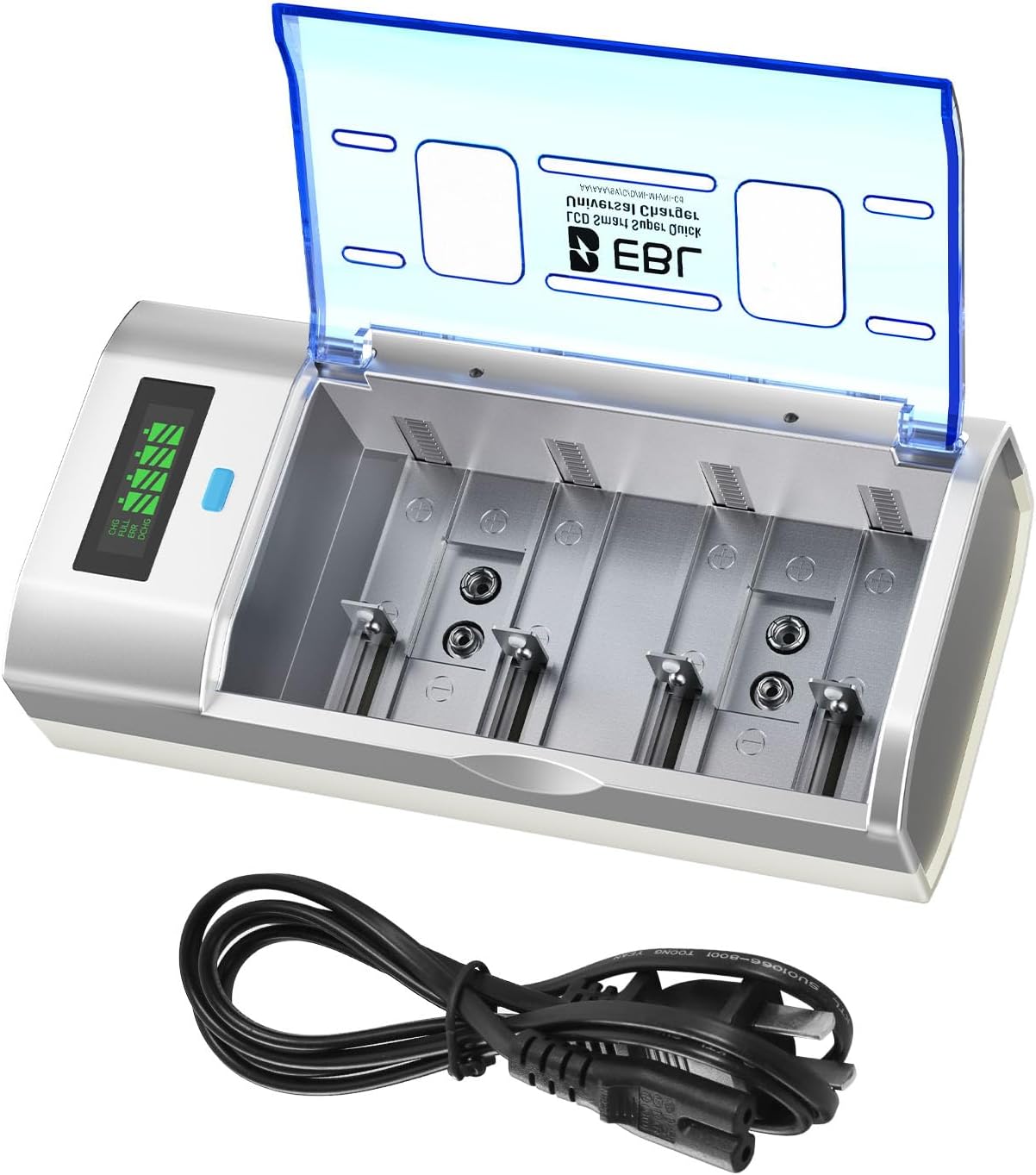 EBL Universal Smart Battery Charger with LCD Display & Discharge Function – Charges AA, AAA, C
