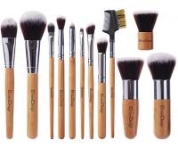 EmaxDesign 12 Pieces Professional Makeup Bamboo Handle Premium Synthetic Kabuki Brush Set