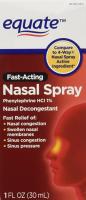 Equate - Nasal Spray Four, 1 oz, Phenylephrine Hydrochloride, Decongestant Spray, (Compare to 4-Way)