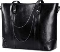 S-ZONE Leather Tote Bag for Women, Stylish Black T&hellip;