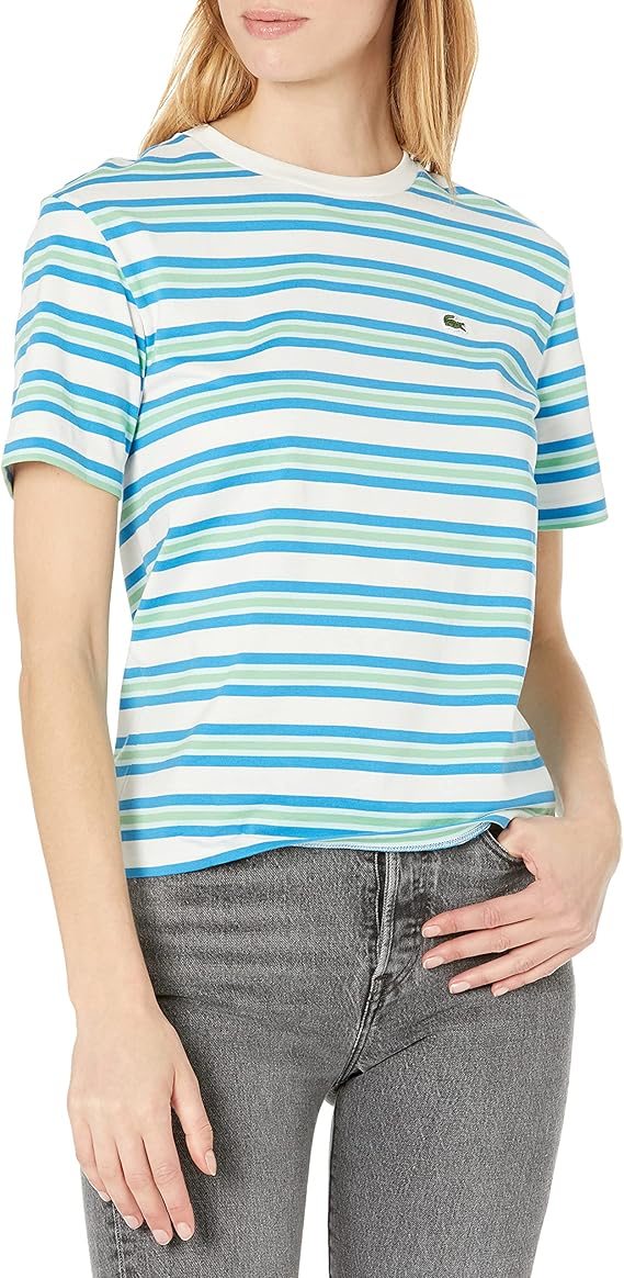 Chic Striped Crewneck T-Shirt for Women by Lacoste&hellip;