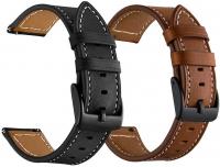 Fossil 22mm Band Leather Strap Compatible with Gen 5E 44mm, Sport 43mm, Smartwatch - Brown & Black