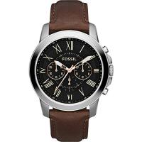Fossil Men s FS4813 Grant Stainless Steel Watch with Brown Leather Band