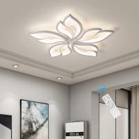 Garwarm Modern Ceiling Light,23.6” Dimmable LED Chandelier Flush Mount Ceiling Lights Remote Control Acrylic Leaf Ceiling Lamp Fixture for Living Room