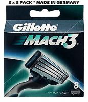 Gillette Mach 3, 8 Catridges Pack, Pack of 3  - 24 Count (3 x 8 Pack)