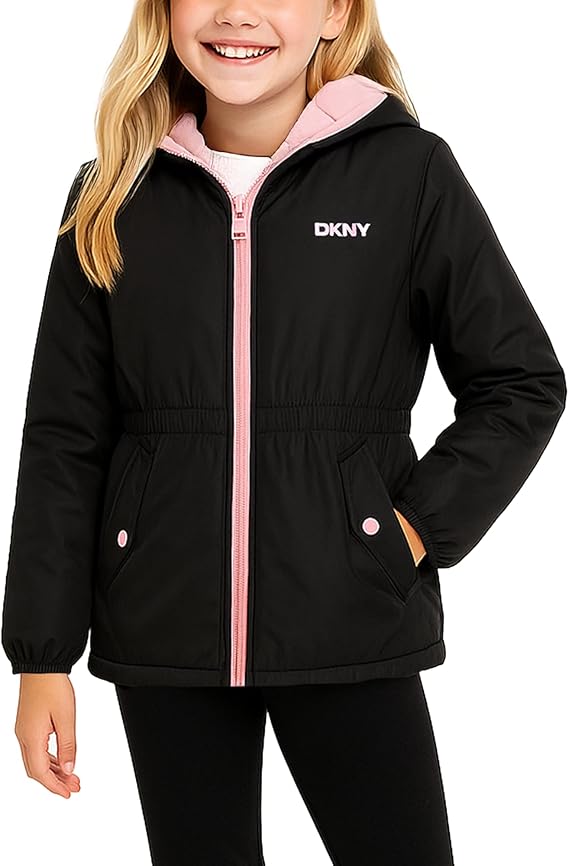 DKNY Girls Polar Fleece Lined Hooded Jacket – Mi&hellip;