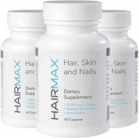 HairMax For Hair, Skin and Nails Dietary Supplement, 2500mcg Biotin, Pack of 3 - 60 Count