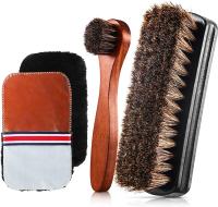 Horsehair Shine Shoes Brush Kit Polish Dauber Applicators Cleaning Leather Shoes Boots Care Brushes 
