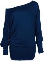 Hot Hanger Womens Plus Size Long Sleeve Off Shoulder Batwing Tunic Top : Color - Navy : Size - 20-22