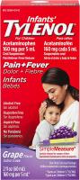 Infants  Tylenol Pain Reliever-Fever Reducer, Oral Suspension, Grape Flavor - 2 Fl.Oz (60ml)