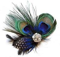 JISTL Unique Design of Peacock Feather Hair Clip f