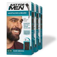 Just For Men Mustache and Beard Brush-In Color Gel, Dark Brown (Pack of 3)  M-45