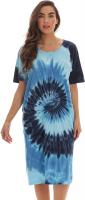 Just Love Short Sleeve Nightgown Sleepwear – (Tie Dye Blue Swirl, X-Large)