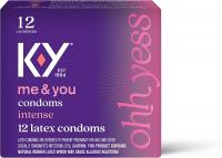 K-Y Me & You Intense Ultra Thin Latex Condoms- Water Based Lube HSA Eligible - 12 Count