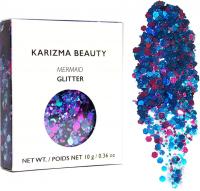 Karizma Beauty Chunky Festival Cosmetic Face Body Hair Nails Glitter, 0.36 Oz (10 g) - Mermaid