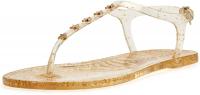 Katy Perry Women's The Geli-T Strap Flat Jelly Sandal - (Clear Glitter Gold, 8)
