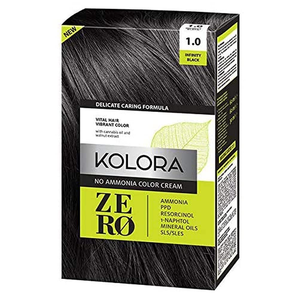 KOLORA ZERO No Ammonia Hair Dye Infinity Black - Keratin Enriched 1.0 (PPD-Free)