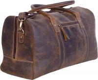 KomalC Genuine Leather Travel Duffel Bag for Men and Women - Buffalo Distressed Tan