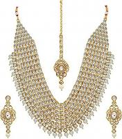 Kundan Multi Layered Bridal Necklace Set with Maan