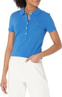 Lacoste Women s Short-Sleeve Stretch Pique Slim-Fit Polo Shirt, Scarab Black Chine, 34