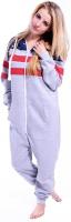Ladies Onesie Jumpsuit Unisex Non Foot Playsuit for Women, XL - US-Gray