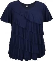 LEEBE Women and Plus Size Ruffle Top Blouses - Nav