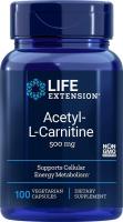 Life Extension Acetyl L-carnitine 500mg Capsules Support Cellular Metabolism Energy - 100 Vcaps