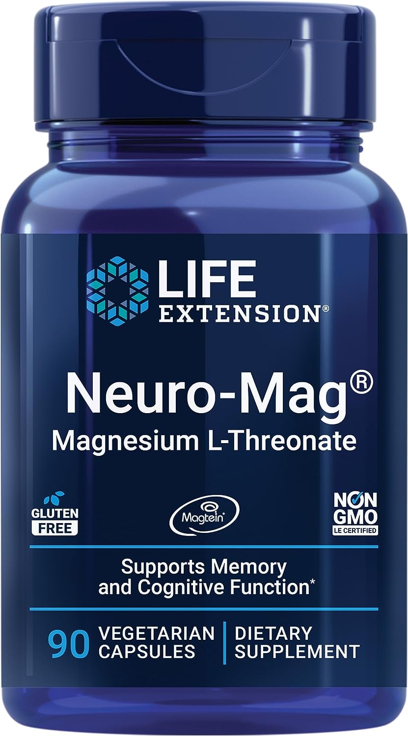 Life Extension Neuro-mag Magnesium L-threonate Dietary Supplements, 90 Capsules, Pack of 1