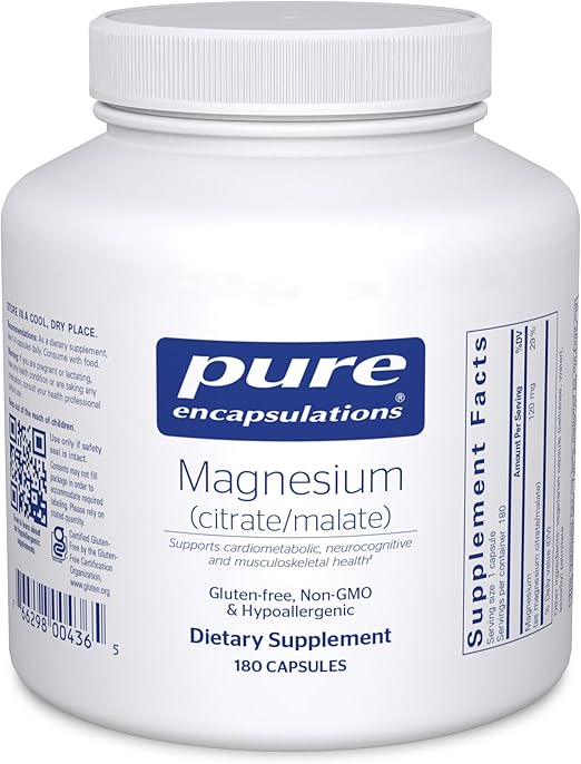 Pure Encapsulations - Magnesium (Citrate/Malate) - Hypoallergenic Supplement Supports Nutrient Utili