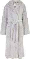 Marks & Spencer womens Loungewear Plush Fleece Hooded Long Robe - Large, Grey Mix