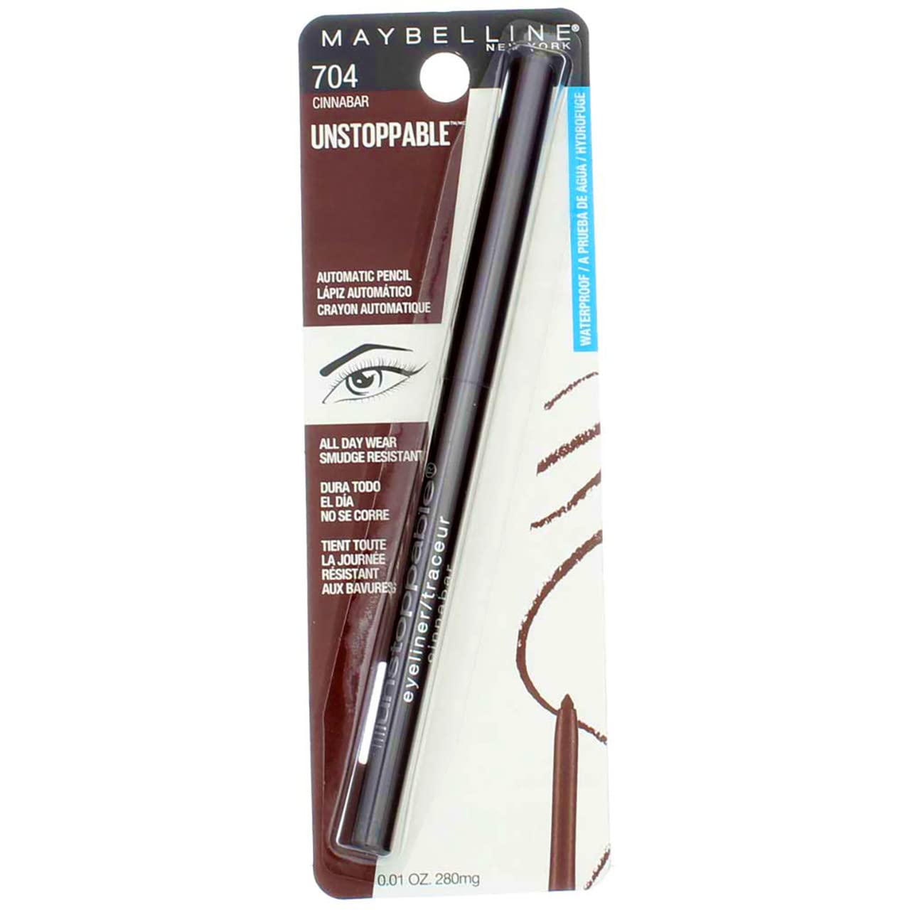 Maybelline New York Unstoppable Eyeliner Cinnabar 704 - Long-Lasting Waterproof (Pack of 12)