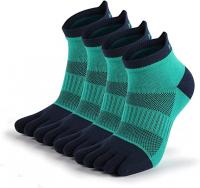 Men's Cotton Toe Socks Five Finger Socks Athletic Socks for Running 4 Pairs - Green