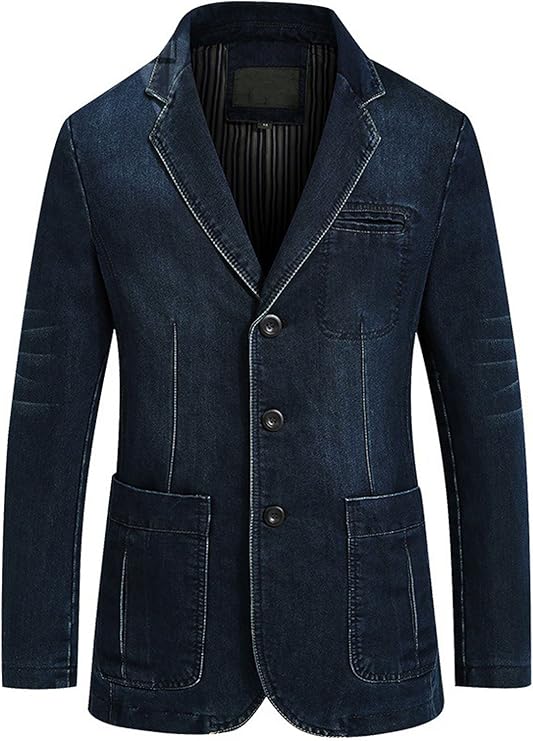 Chouyatou Men’s Classic Distressed Denim Blazer 