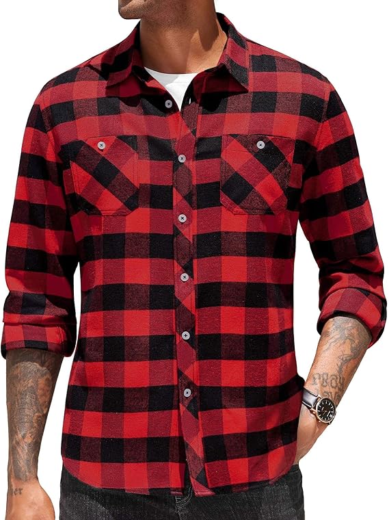 COOFANDY Men's Premium Flannel Plaid Shirt – Sof