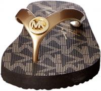 Michael Kors Women's MK Flip Flop Sandal, 9 M, Golden & Black
