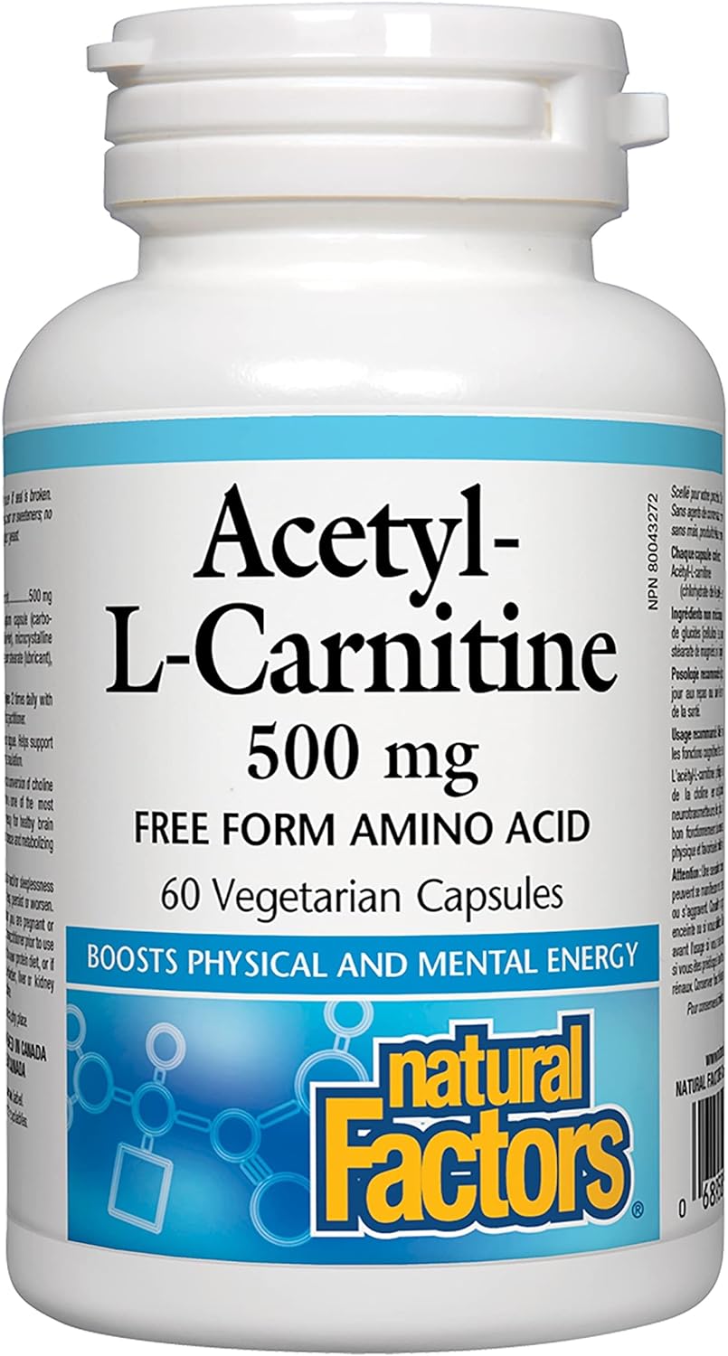 Natural Factors Acetyl-L-Carnitine 500 mg, 60 vCaps for Mental He