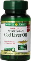 Nature's Bounty Omega-3 Norwegian Cod Liver Oil - 100 Softgels