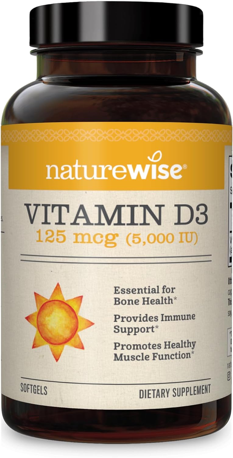 NatureWise Vitamin D3 5000iu (125 mcg) Mini Softgels – 1 Year Supply for Immune Support, Bone &